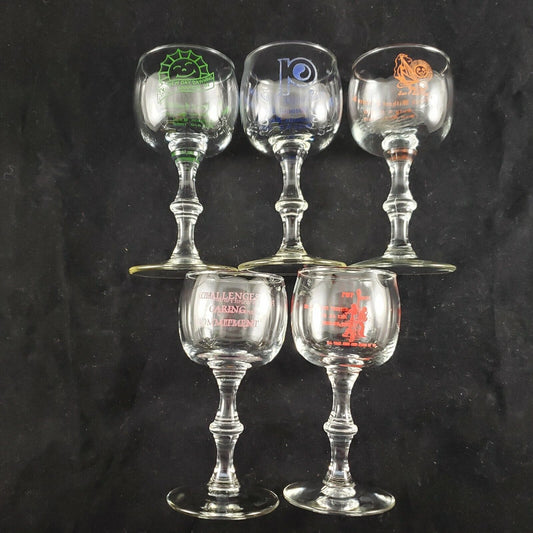 5 Goblet Wine Glasses Crystal Balloon 5" Single Parents PWP Vintage Retro 1980s Stemware