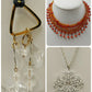 3 Necklaces Rope Chain Enamel Pendant Beaded & Satin Cord Mix Vintage Orange