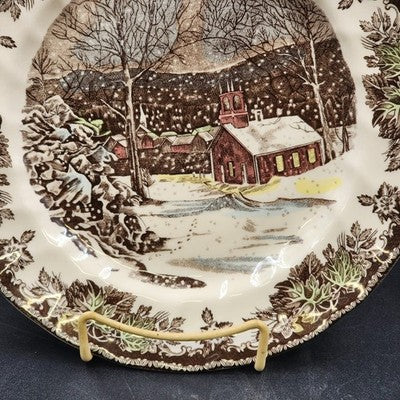 Johnson Brother Dinner Plate 9.75" School House Friendly Village Country Scene