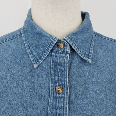 Cambridge Dry Goods Women’s Denim Shirt Size Large Long Sleeve Button Up Blue