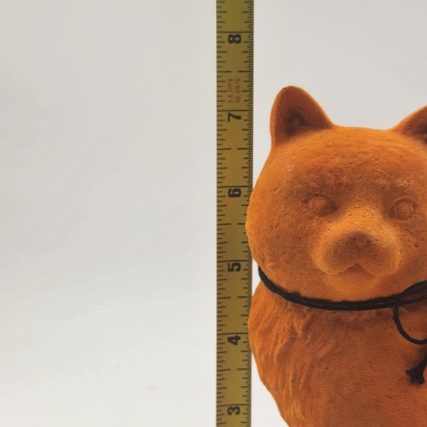 Flocked Orange Cat Figurine 7.25 Inch Fuzzy Ceramic Kitty 1960s 70s