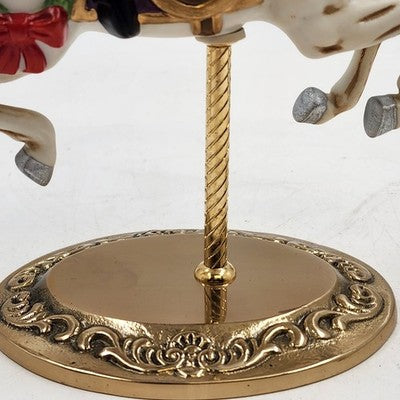 Homco Carousel Horse Figure Santa Claus #5117 Ceramic Brass Stand Philippines