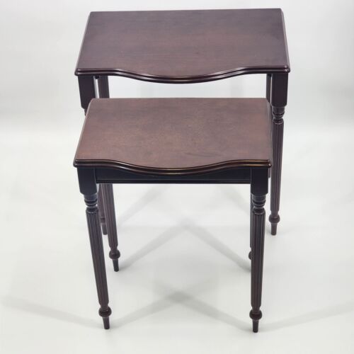 2 Traditional Mahogany Nesting Tables From Bombay Company 18.5" x 13" x 19" Tall