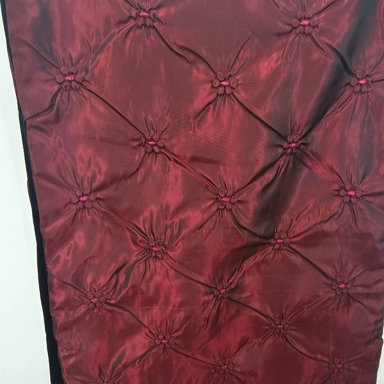 Reversible Velvet Table Runner 60" Maroon Black Diamond Quilted Luxury Holiday