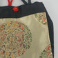 Asian Style Silk Brocade Tote Bag Black Gold Chinese Embroidered Shoulder Purse