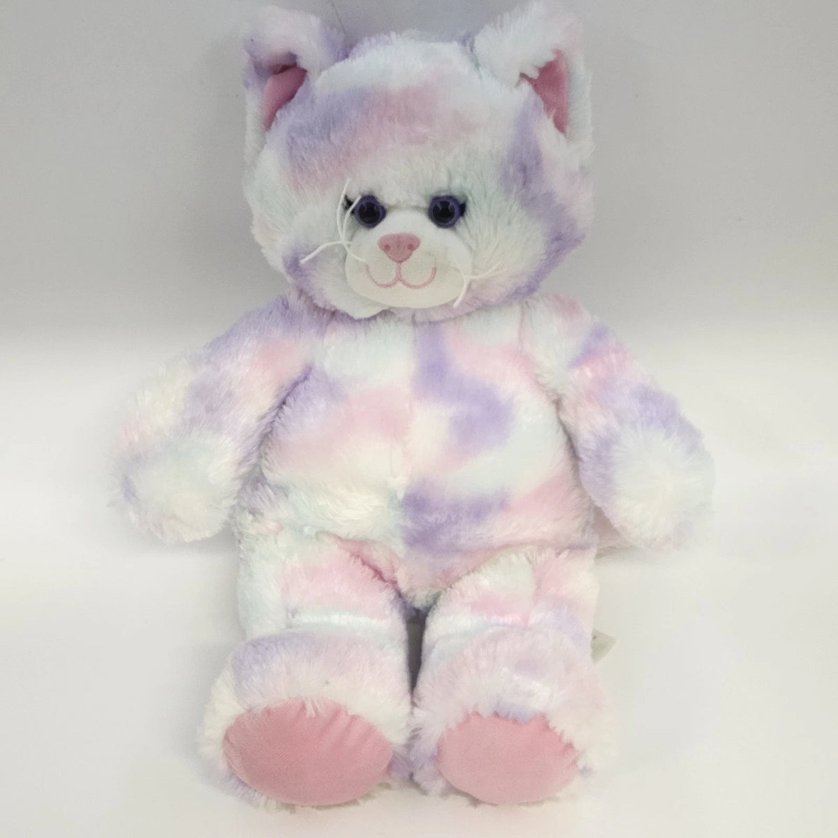 Build-A-Bear Pastel Swirl Kitty Cat Plush 15" Pink Purple Blue Stuffed Animal