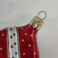 Czech Glass Christmas Present Gift Box Ornament Red Hand Painted 1.75" Vintage