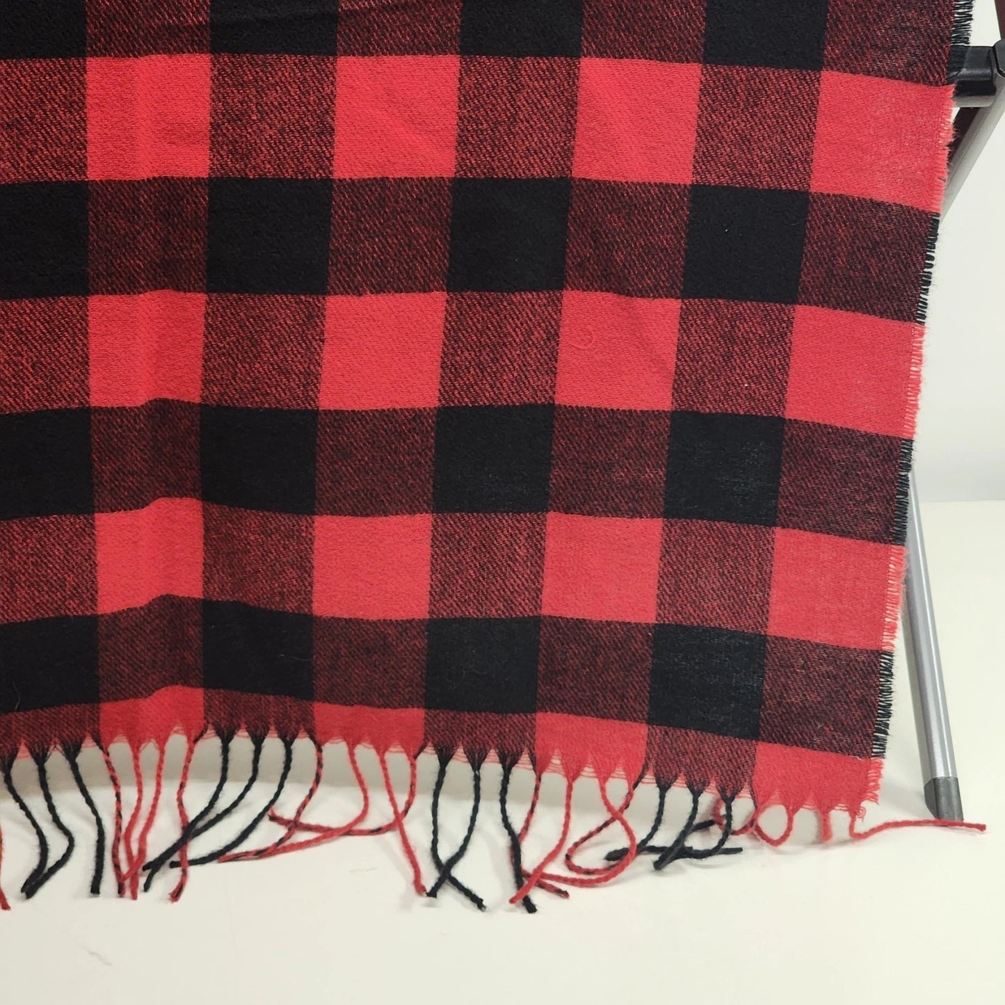 Oversized Tartan Scarf Shawl Red Black Plaid Large Buffalo Check Wrap 78"x27"