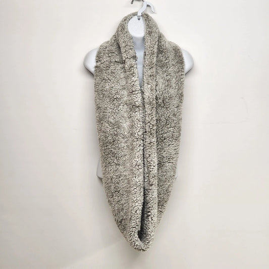 Sherpa Infinity Scarf Gray Plush Winter Neck Cowl 33"x8" Faux Fur Warm Loop Wrap