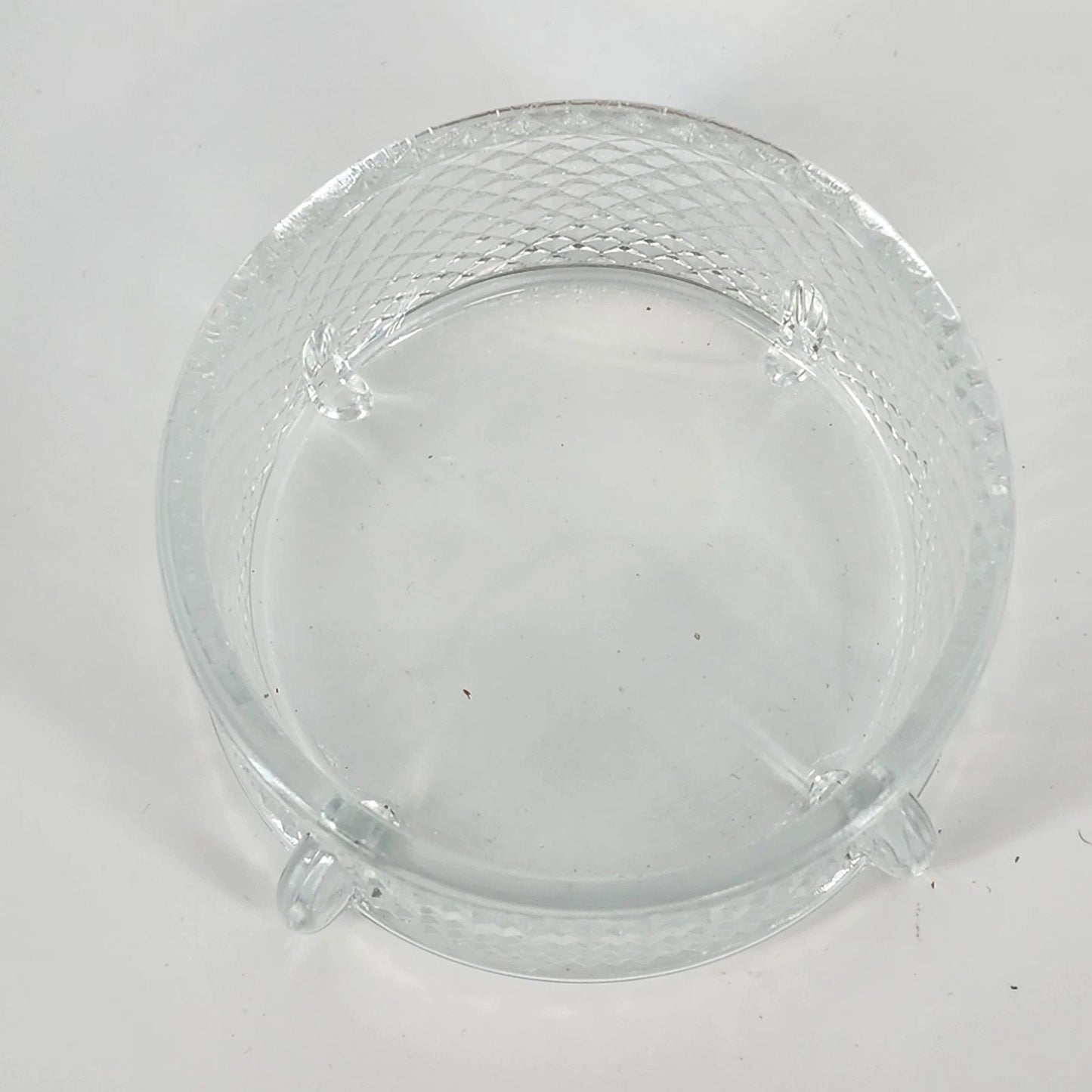 New Martinsville Geneva Glass Puff Box Black Plume Finial Diamond Art Deco 1930s