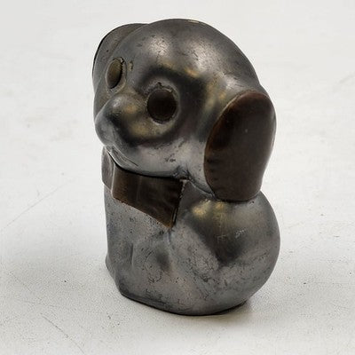Pewter Brass Puppy Figurine Big Eyes Ears Small Dog Statue China 2.75"