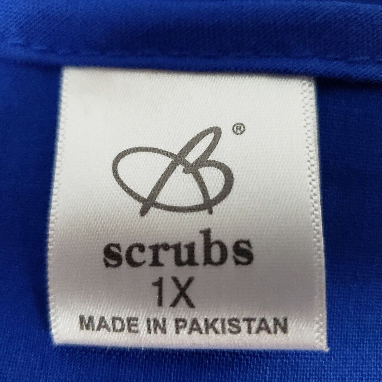 Scrubs Brand Medical Scrub Top Blue Solid Size 1XL 3 Front Pockets Tie Back