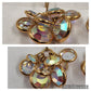 Crystal Aurora Borealis Colorful Sparkle Ball Quartz Gold Tone Fishhook Earrings