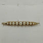 Gold Tone Bar Shaped White Faux Pearl Lapel Pin Brooch 2"Roll over Clasp