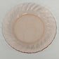 Fortecrisa Pink Swirl Ribbed Glass Salad Plate 7” MCM Tableware Mexico Vintage