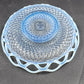 Imperial Katy Blue Bowl Opalescent Diamond Lace Edge Depression Glass 8"
