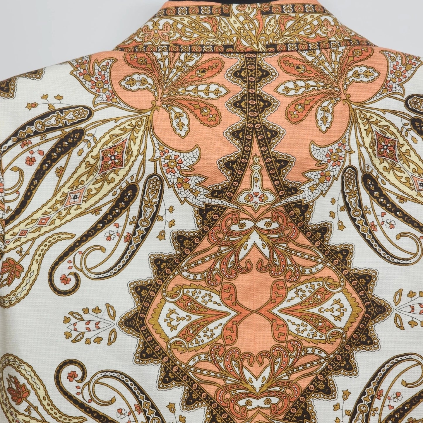 Talbots Women’s 16P Cotton Jacket Orange Paisley Floral Open Front 3/4 Sleeve