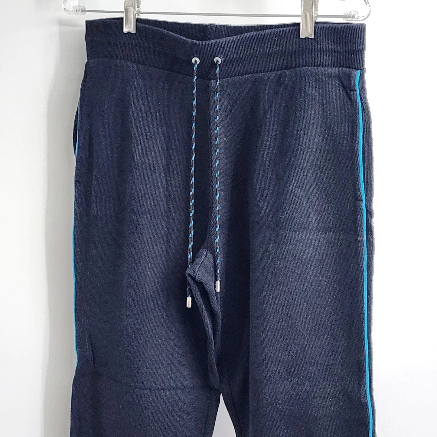 Liz & Co Petite Medium Tracksuit Jacket & Pants Black Cotton Blue White Piping