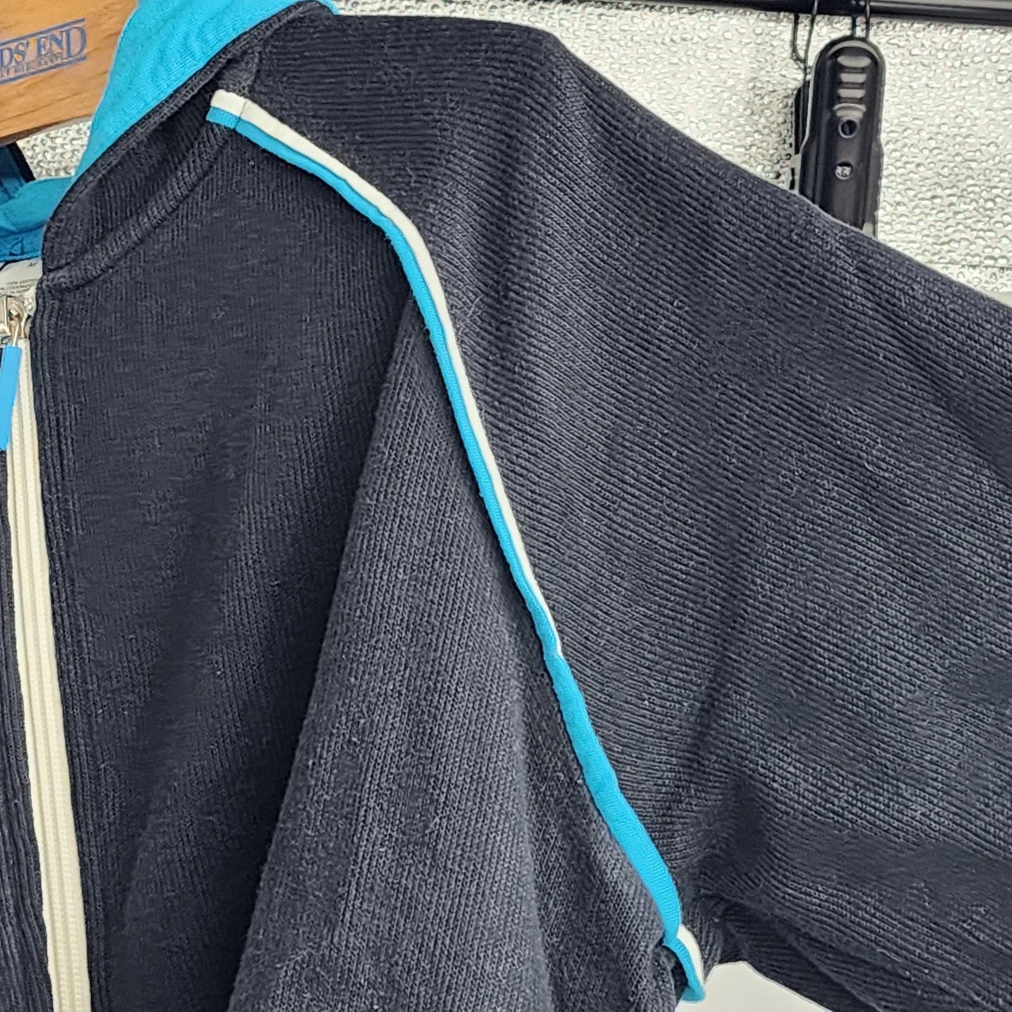 Liz & Co Petite Medium Tracksuit Jacket & Pants Black Cotton Blue White Piping