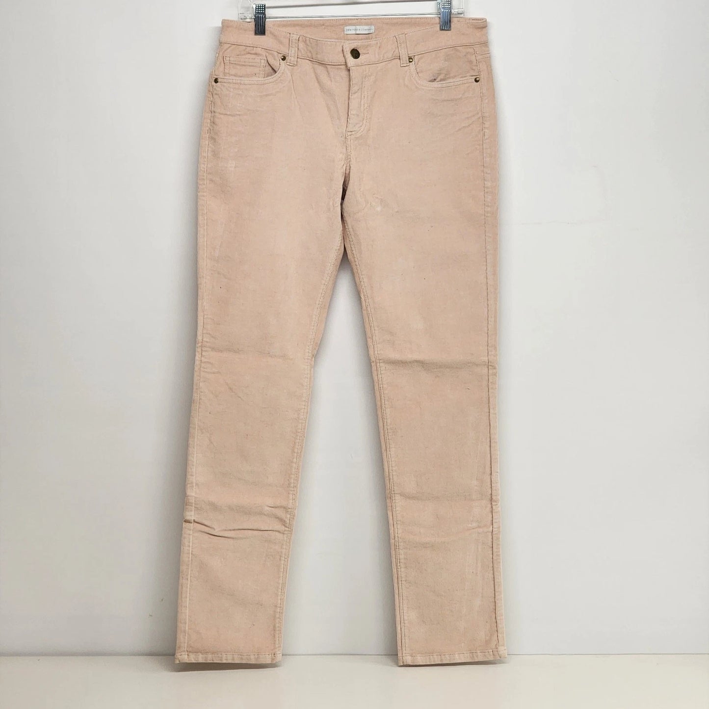 Tan Corduroy Jeans New York & Company Size 10 Straight Leg Salmon Pant Classic