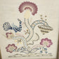 Framed Crewel Embroidery Tree of Life Peacock Floral Folk Art Signed KDC Vintage