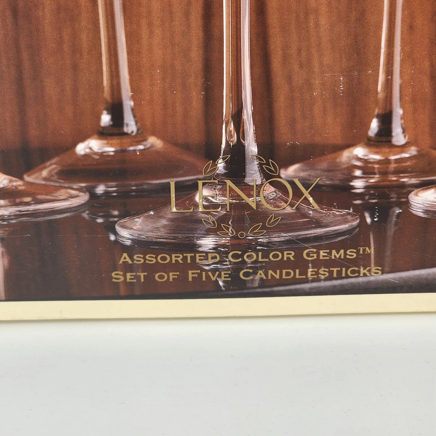 5 Lenox Color Gems Crystal Candlesticks Multi-Color Long Stem w Candles NIB NOS
