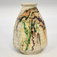 Nemadji Indian Pottery Native Clay Ribbed Vase 5.5" Green Orange Swirl USA
