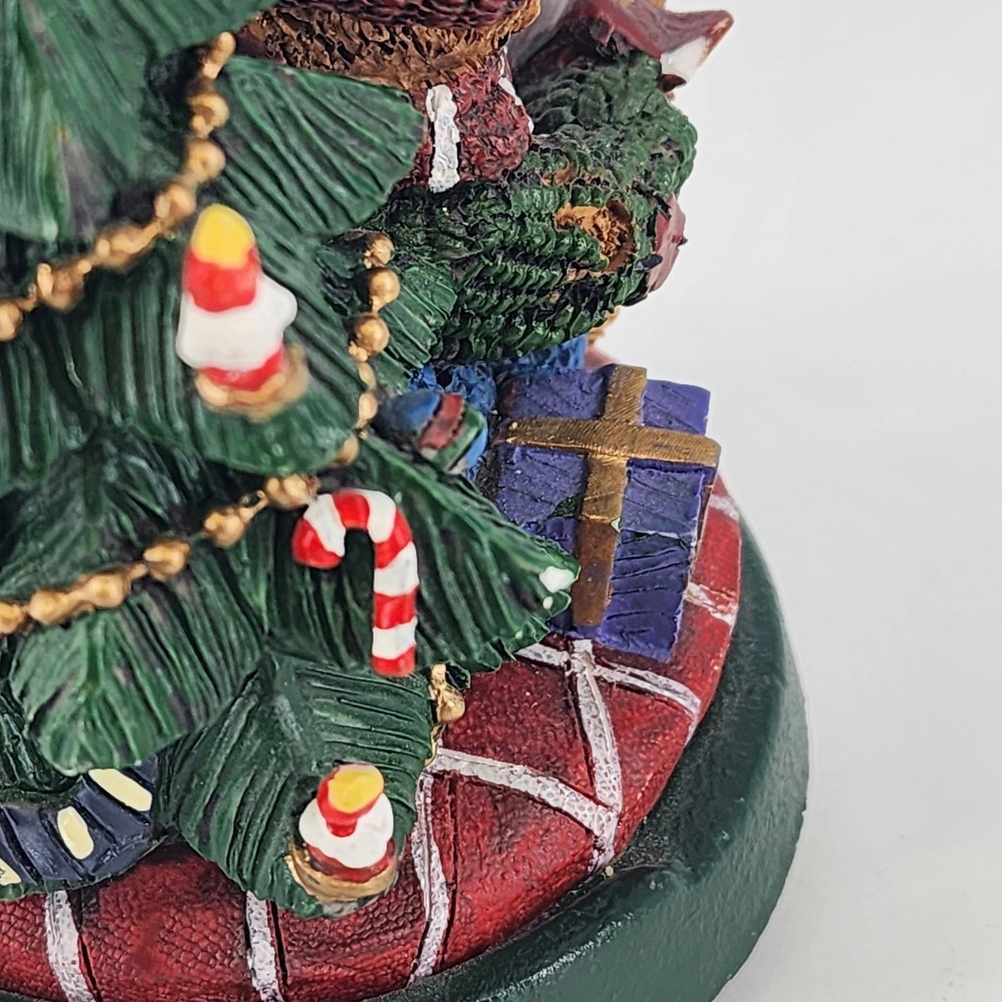 Christmas Stocking Holder Granduer Noel Bear & Tree Cast Iron Base Figural 4.75"
