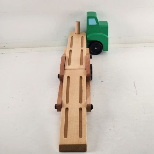 Melissa and Doug Wooden Toy Car Carrier Truck and Trailer Kids Classic No Cars