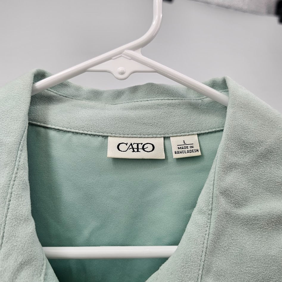 Y2K Cato Fashion Faux Suede Jacket Women’s L Seafoam Green Button Up Retro Blazer