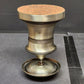 Pewter Bell Shaped Metal Candlestick Holder Clear Glass Hurricane Chimneys 17"