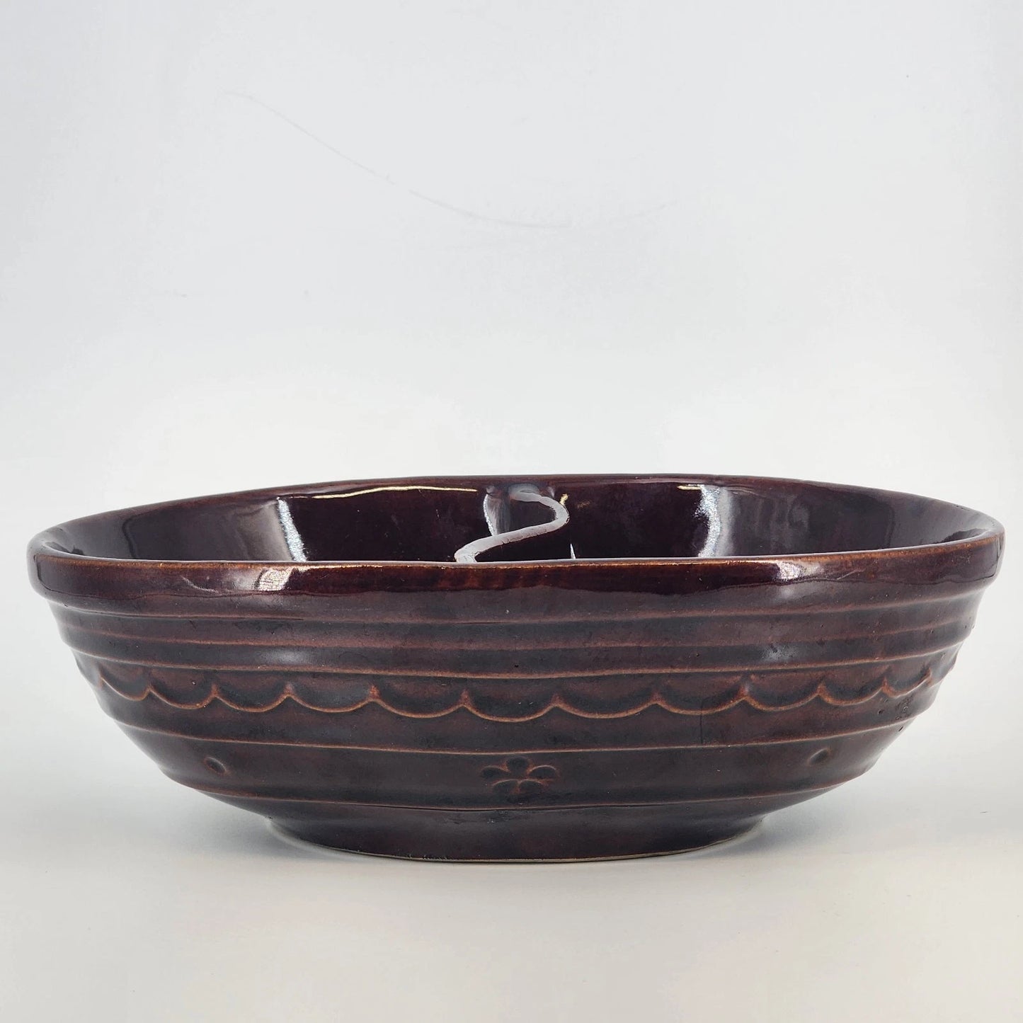 Marcrest Daisy Dot Divided Serving Bowl Brown 8"x10" Stoneware Oven Proof USA
