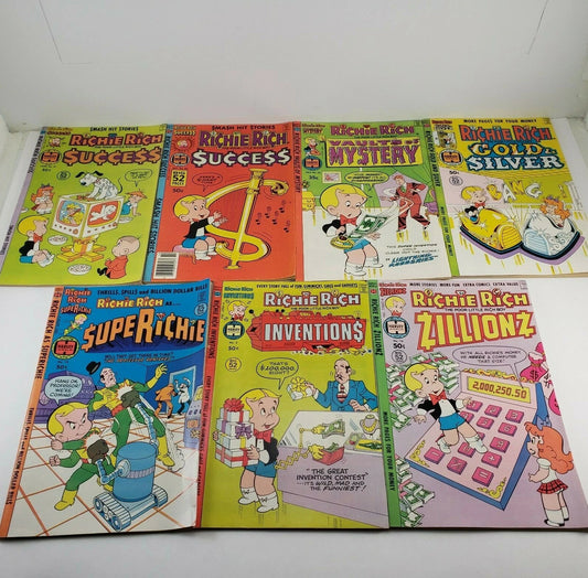 7 Richie Rich Comics VG+ 1978 Archie Series Gold & Silver SupeRichie Graphic