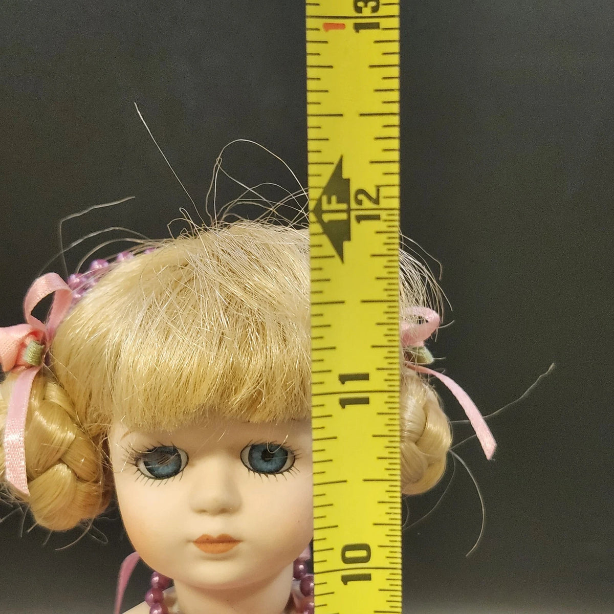 Porcelain Ballerina Doll Blonde Blue Eyes Pink Tutu Shoes Ballet Pose Stand 12"