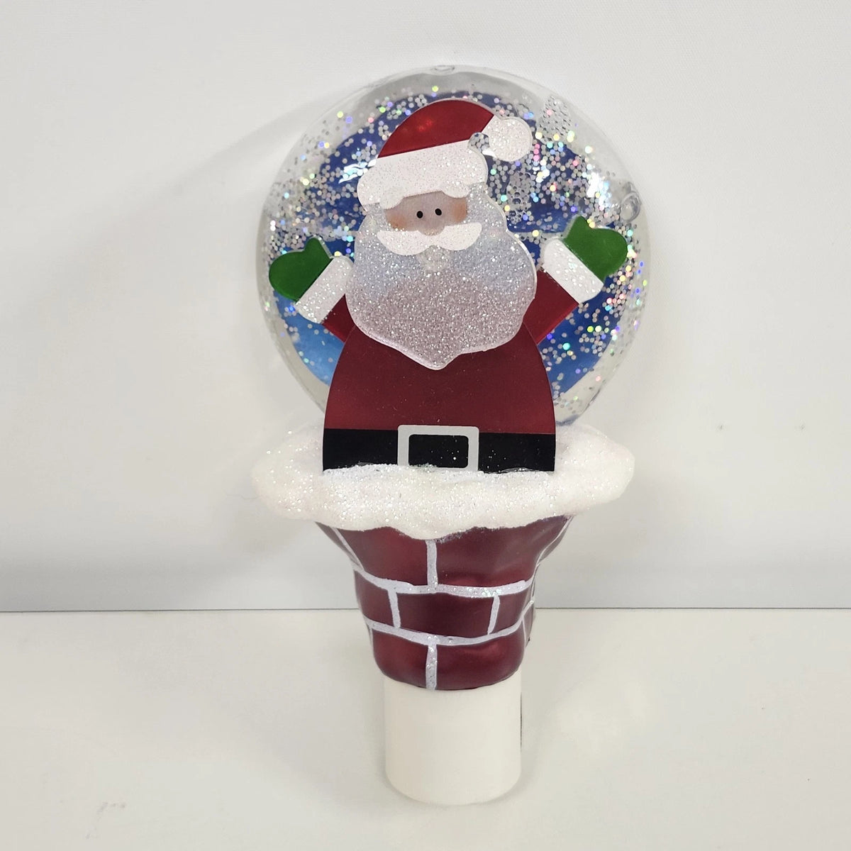 Santa Claus Christmas Night Light Glitter Snow Globe Chimney Plug In Holiday