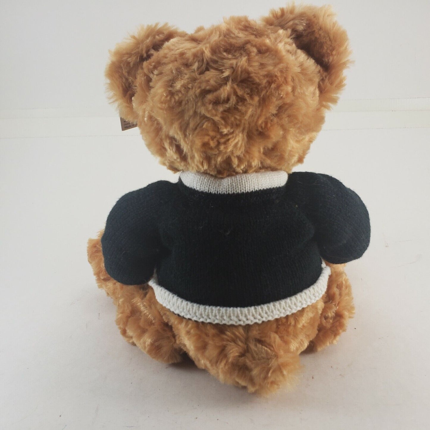 Holiday Home Brown Bear Plush Wearing Black Sweater 14" Long Stuffed Animal