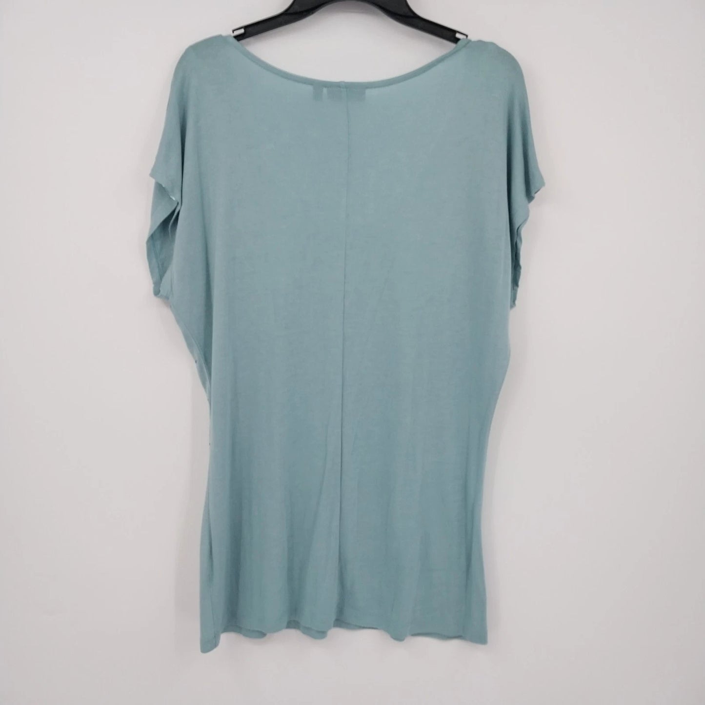 Apt. 9 Teal Gold Sequin Floral Embellished Top Women's Large Short Sleeve Blouse