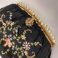 Black French Evening Clutch Bag Wrist Strap French Knot Embroidered Pearls 1930s