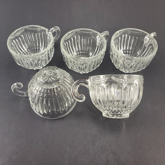 5 Vintage Glass Punch Bowl Cups Indiana Lancaster Colony Royal Drape Pattern