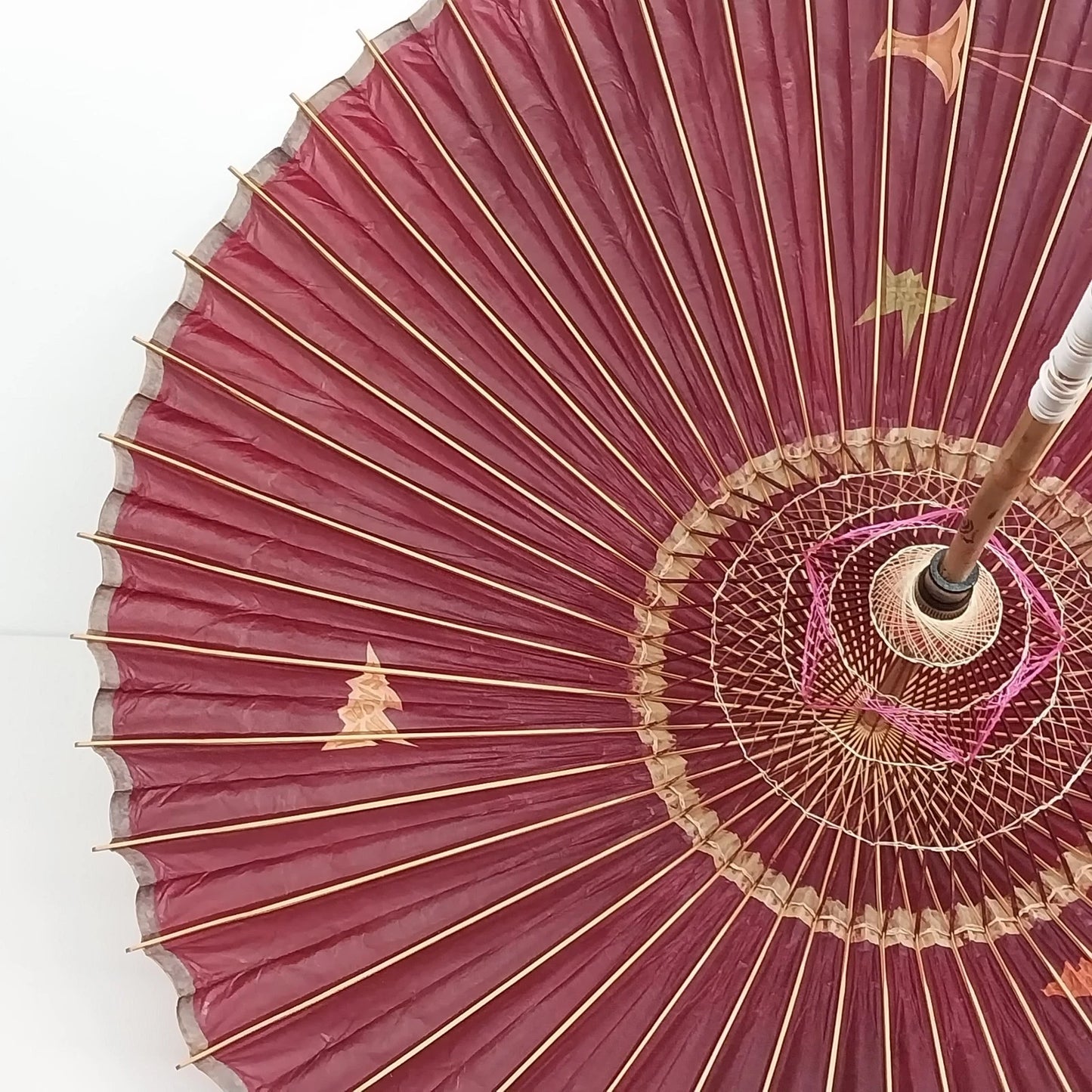 Japanese Wagasa Oiled Paper Umbrella Purplish Red Waterproof 39" Parasol Vintage