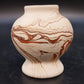 Nemadji Pottery Pedestal Vase Marbled Clay Brown Mauve Swirl 3.25" Vintage USA