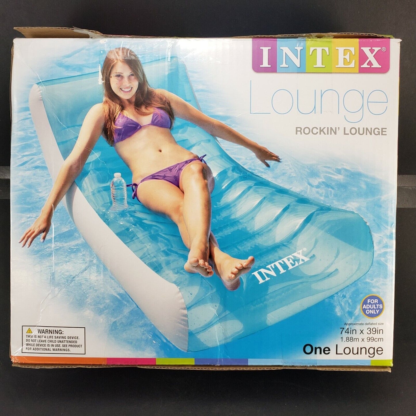 Intex Rockin Lounge Inflatable Pool Raft Chair Cup Holder