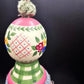 Tassel Pull Cord Finial Curtain Tie-Back LARGE Wood Hand Painted Pink Green