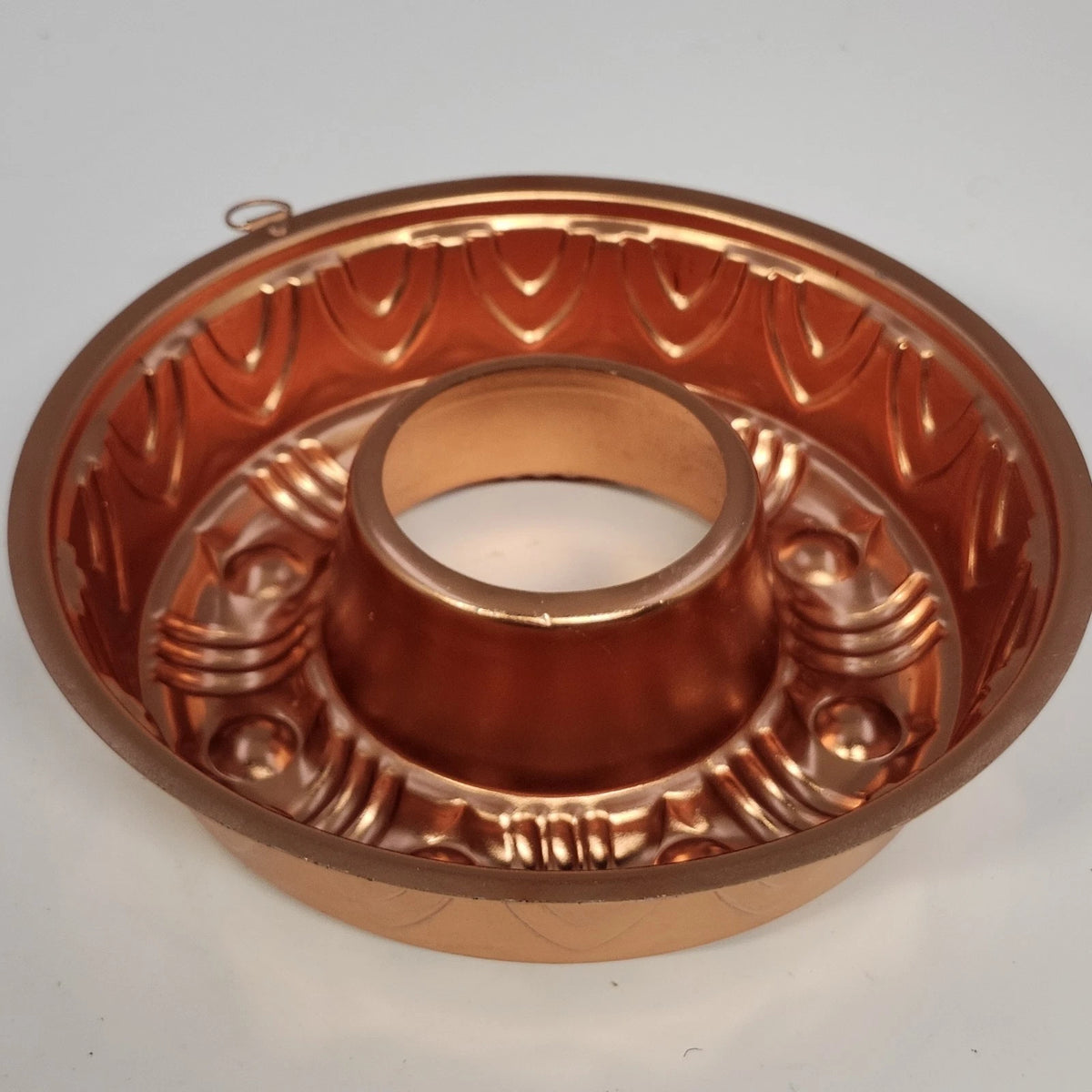 Copper Tone Jello Gelatin Ring Mold 3.5 Cup Geometric Wall Hanging 8.5" Vintage