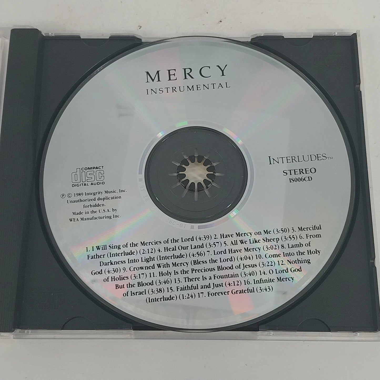 Integrity Music Experience Mercy Instrumental CD 1989 Christian Worship Praise