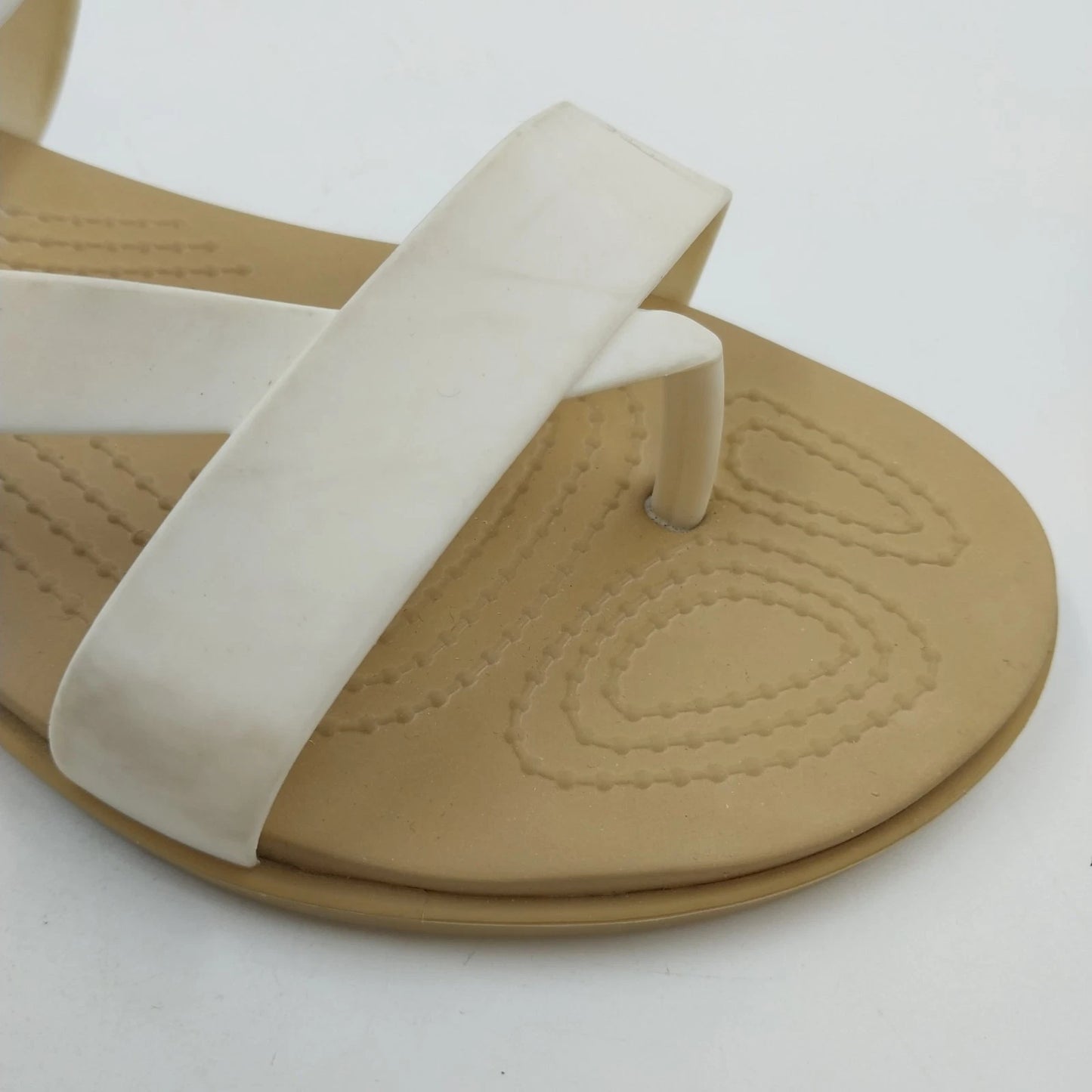 Crocs Iconic Comfort Tulum Sandals White Straps Women's 7 Buckle Comfort Slipper