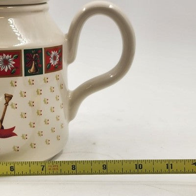 Charlton Hall Classic Traditions Christmas Teapot Ceramic 50 oz Holiday Design