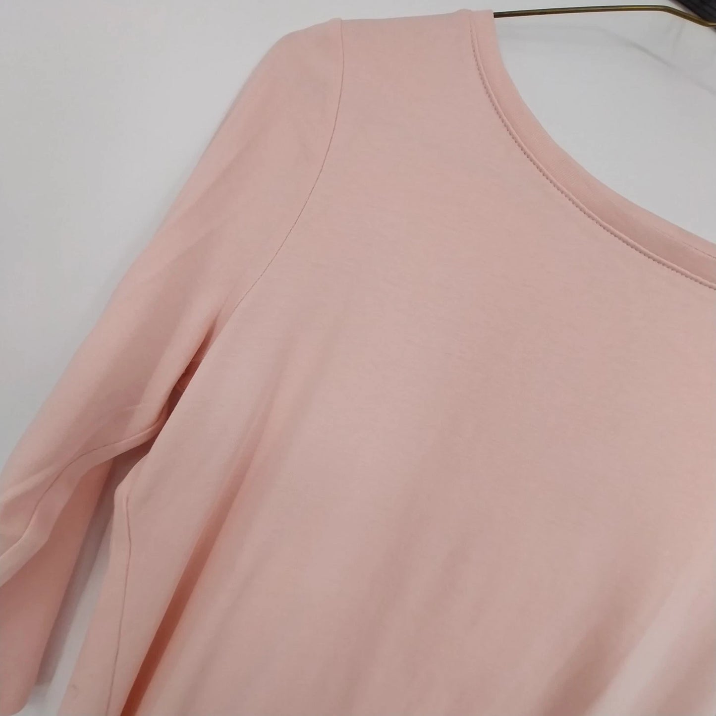 Talbots Petites Light Pink Boat Neck Top Women SP Pima Cotton 3/4 Sleeve 21"