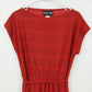 Strait Lane Red Plaid Dress Self-Tie Waist Women's 14 Short Sleeve Polyester 41"