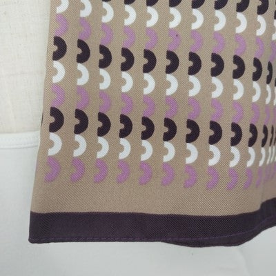 Symphony Scarfs 20" Square Scarf Brown Curved Pattern Polyester Vintage Italy